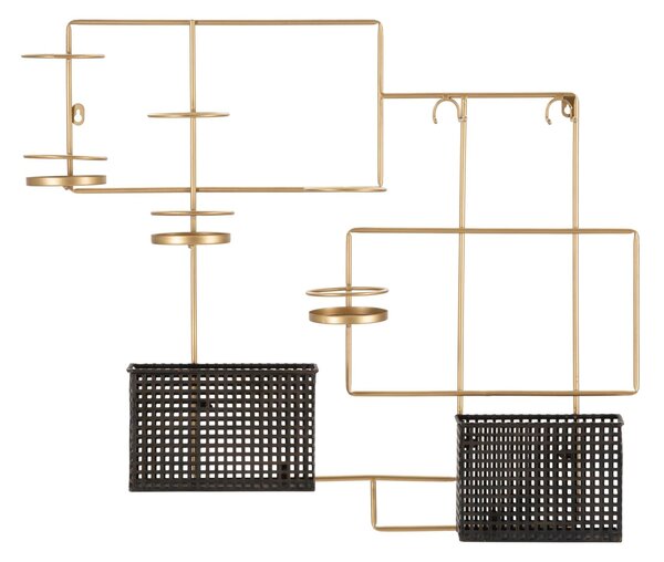 Porta Bottiglie da Muro Fashion 77x11,5x65,5 cm in Ferro Oro e Nero