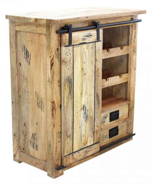 Mobile Cantinetta Portabottiglie 1 Anta 2 Ripiani e Cassetti 90x45x100 h cm in Legno