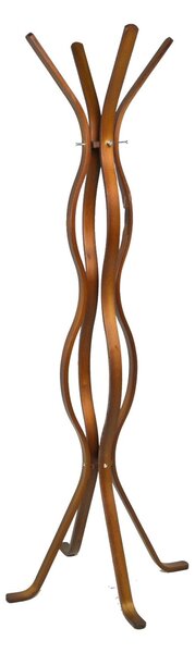 Appendiabiti a Stelo in Legno 4 Braccia 60x60H178cm Ondulato Noce