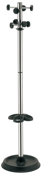 Appendiabiti da Terra Ø43x173 cm con Portaombrelli in Acciaio Tosini Samba Cromo e Nero