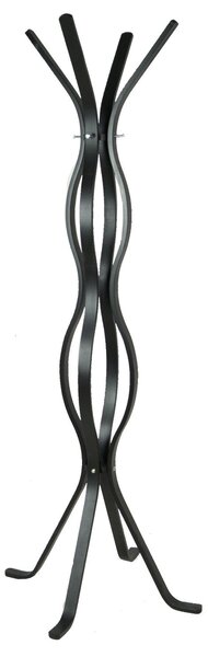 Appendiabiti a Stelo in Legno 4 Braccia 60x60H178cm Ondulato Nero