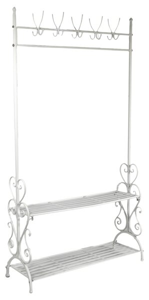 Appendiabiti in Metallo 5 Posti con Ripiani 100x37H182,5cm Bianco