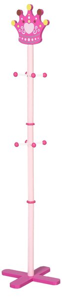 Appendiabiti da Terra per Bambini 35x35x142 cm in MDF e Legno Rosa