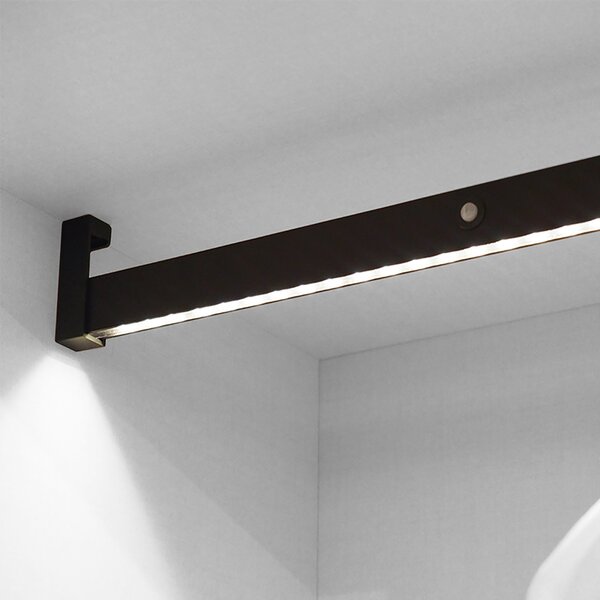 Barra Appendiabili per Armadio a Batteria 40,8-55,8 cm con LED Bianco Naturale e Sensore di Movimento Emuca Moka
