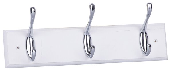 Appendiabiti da Parete 10,5x7x30 cm in Legno e Acciaio Bianco