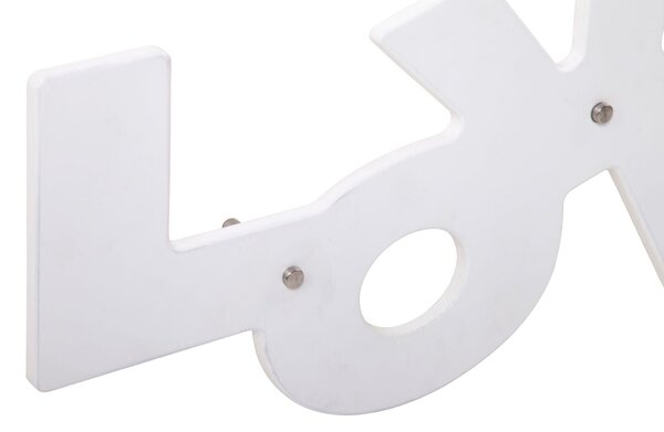 Appendi Abiti da Muro "Love" 62x7x31 cm MDF Bianco