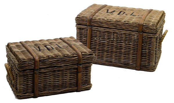 Set 2 Bauli in Rattan 70x53H40cm Grigi