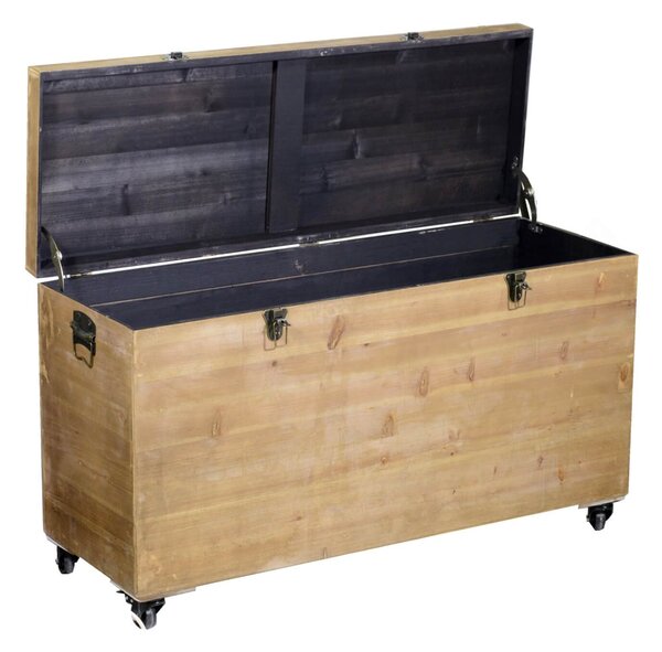 Baule in Legno con Ruote 102x37H50/58cm
