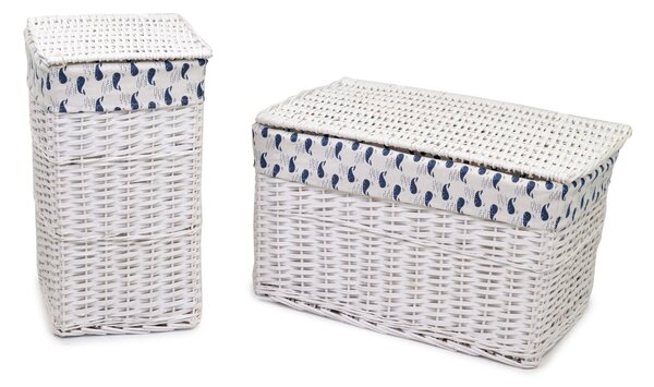 Set 2 Bauli in Vimini 70x42H42cm Ismaele Bianco