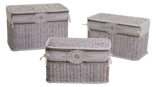 Set 3 Bauli in Rattan con Fodera 66x40H43cm Albero