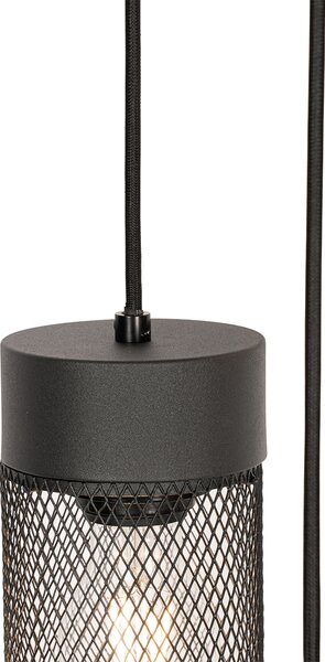 Lampada a sospensione industriale nera 3 luci - Jim