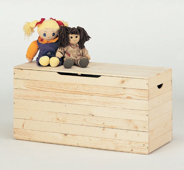 Cassapanca Baule in Legno Abete Grezzo 100x40x50cm Fumer Jolly