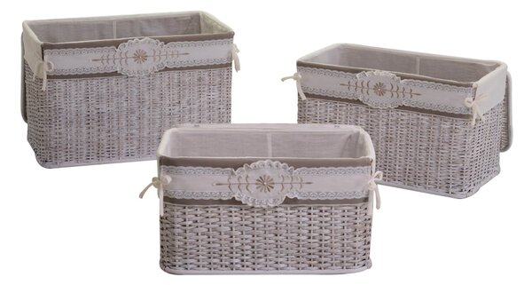Set 3 Bauli in Rattan con Fodera 66x40H43cm Albero