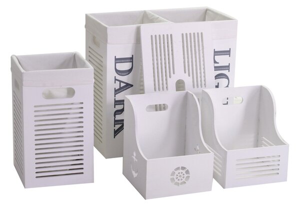 Set Cesta e 2 Portatutto in Vimini 56x30H56cm Rachele Bianco