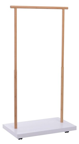 Stender Appendiabiti con Binario Porta Abiti e Ripiano Porta Borse Scarpe in Bambù 80x45x150 cm