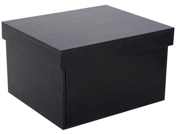 Scatola Multiuso in Legno con Cassetto Scorrevole Nero 70x60x42 cm