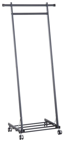 Stander Appendiabiti con Ripiano in Metallo Nero 68x41x155 cm