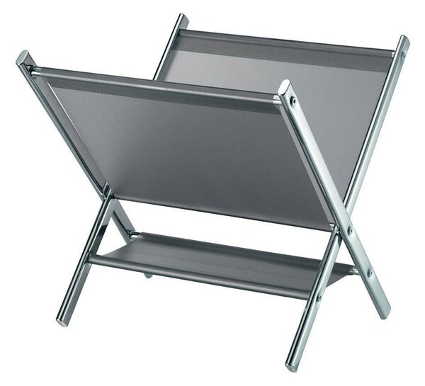 Portariviste Porta Giornali da Bagno Struttura in Metallo Cromato e Testtuto 41.5x39x39.5 cm
