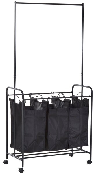 Stender Appendiabiti con Carrello Lavanderia Nero 84x41x172 cm