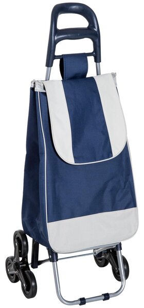 Carrello Portaspesa Pieghevole con 6 Ruote Blu e Bianco 40x29x95 cm