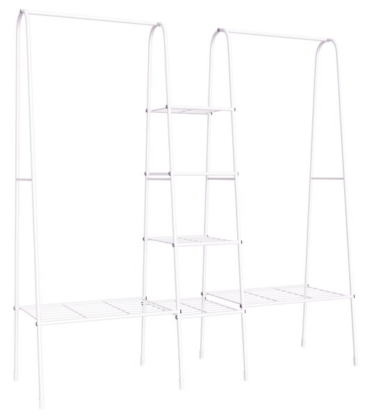 Stender Appendiabiti con Scaffale 176x47x177 cm in Metallo Bianco