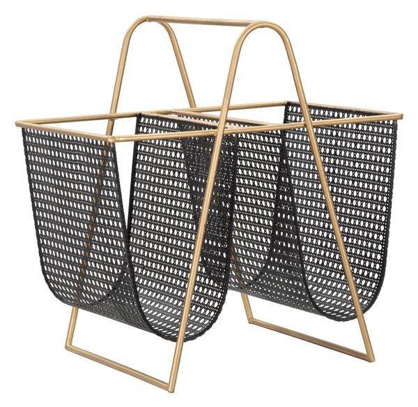 Porta Giornali Double 31x40x42,5 cm in Ferro Nero e Oro