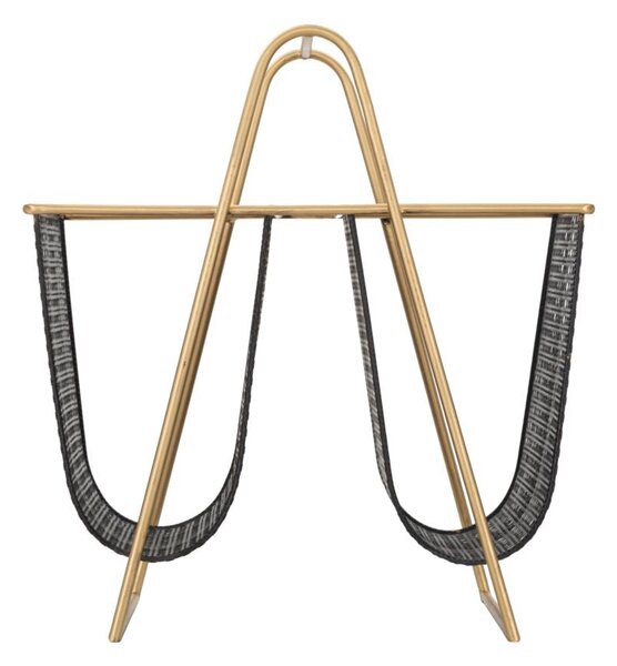 Porta Giornali Double 31x40x42,5 cm in Ferro Nero e Oro