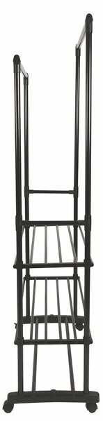 Stender Appendiabiti Doppio 77x34x160 cm in Metallo e Plastica Nero