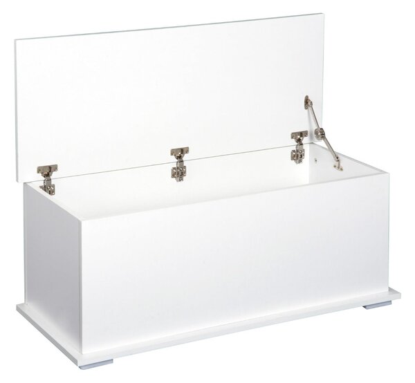Baule Cassapanca Pouf Contenitore 81x40x46 cm in Legno e MDF Bianco