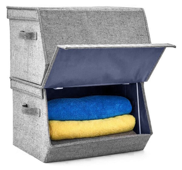 Contenitore Portaoggetti Pieghevole H25xP32xL38 cm con Manici Laterali in tessuto