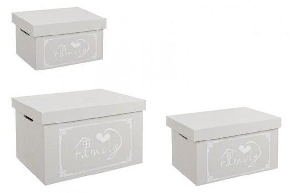Set 3 Scatole Lovers Rettangolari Grigio in Legno