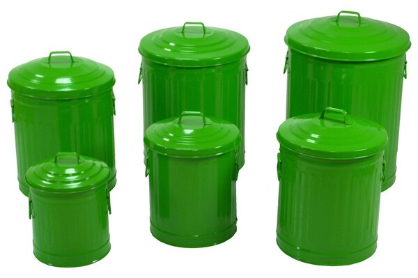 Set 6 Pattumiere in Metallo ø37H48cm Bandiera Verdi