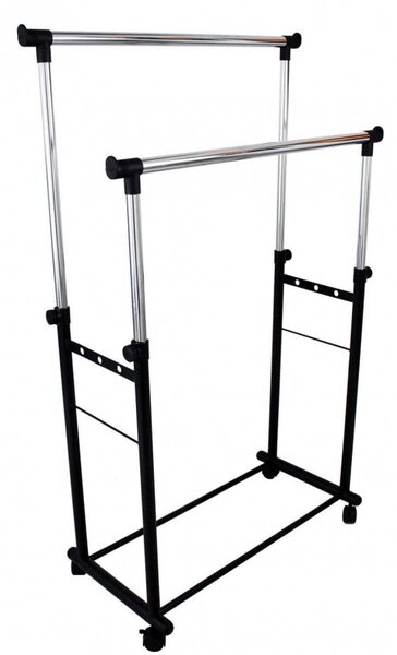 Stand Appendiabiti 85x44x90/160 cm in Acciaio Nero