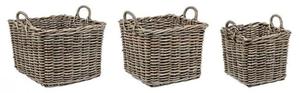Set 3 Ceste 2 Maniglie Narra Quadrate in Fibre Naturali