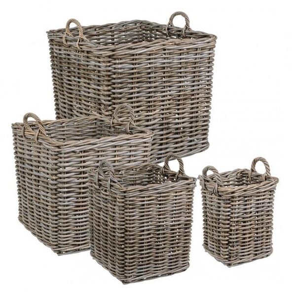 Set 4 Cesti 2 Maniglie Narra Quadrate in Fibre Naturali