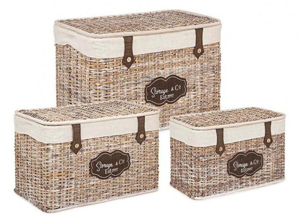 Set 3 Portaoggetti Provenzale Naturale in Rattan
