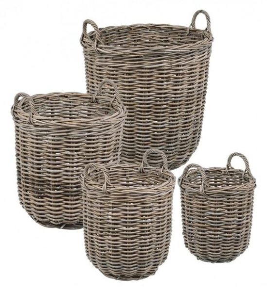 Set 4 Cesti 2 Maniglie Narra Tonde in Fibre Naturali