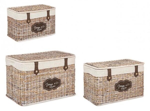Set 3 Portaoggetti Provenzale Naturale in Rattan
