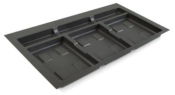 Base 3 Posti per Pattumiera Differenziata per Cassetti Cucina 80 cm in Plastica Emuca Grigio