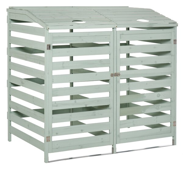 Copri Bidoni Spazzatura da Giardino 131x85x125 cm con Coperchio in Legno di Abete Verde Chiaro