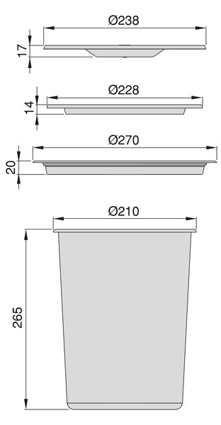 Pattumiera da Incasso per Piano Cucina 6 Litri in Acciaio e Plastica Emuca