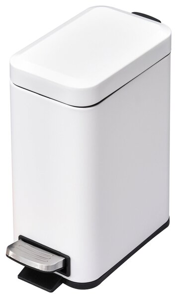 Pattumiera 29,2x14x32 cm 5lt Apertura a Pedale in Metallo Bianco