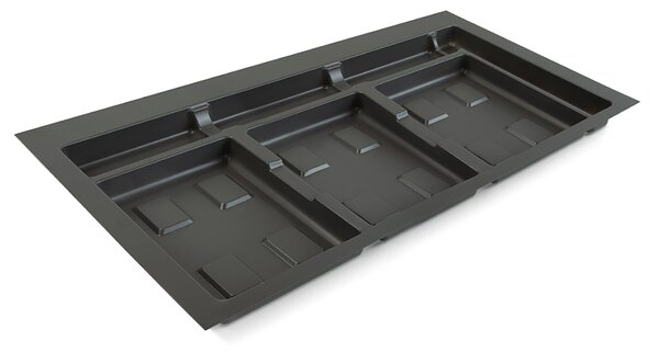 Base 3 Posti per Pattumiera Differenziata per Cassetti Cucina 90 cm in Plastica Emuca Grigio