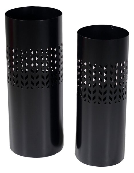 Set 2 Portaombrelli in Metallo ø24x24H60cm Frecce Nero