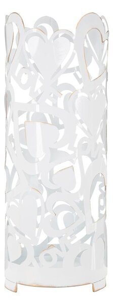 Porta Ombrelli Bianco Heart Ø21x55 cm in Ferro Bianco e Oro