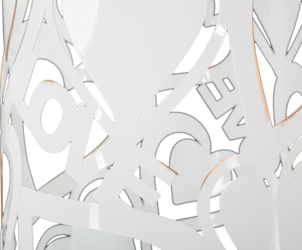 Porta Ombrelli Bianco Heart Ø21x55 cm in Ferro Bianco e Oro