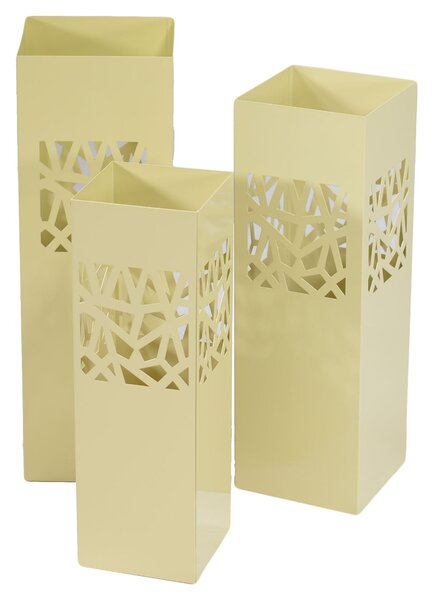 Set 3 Portaombrelli in Metallo 20x20H60cm Geometrie Crema