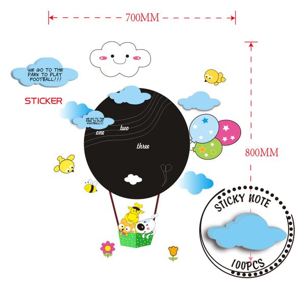 Sticker da Muro Scrivibile Baloon 70x80 cm Plastica