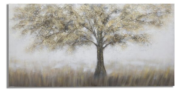 Dipinto su Tela Tree Dark 140x3,8x70 cm in Legno di Pino e Canvas Multicolor