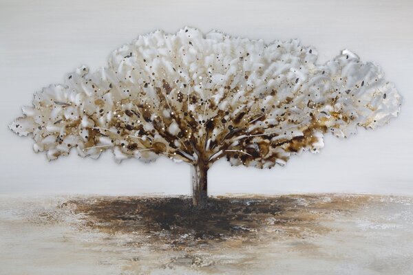 Dipinto su Tela Albero Alluminium 120x3,8x80 cm in Legno di Pino Metallo e Canvas